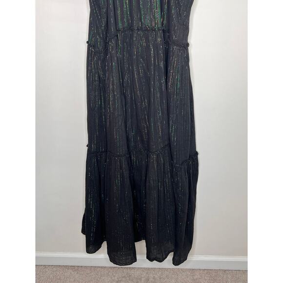 Nation LTD Rainbow Metallic Tiered Black Maxi Dress Women's Size S - Picture 9 of 9
